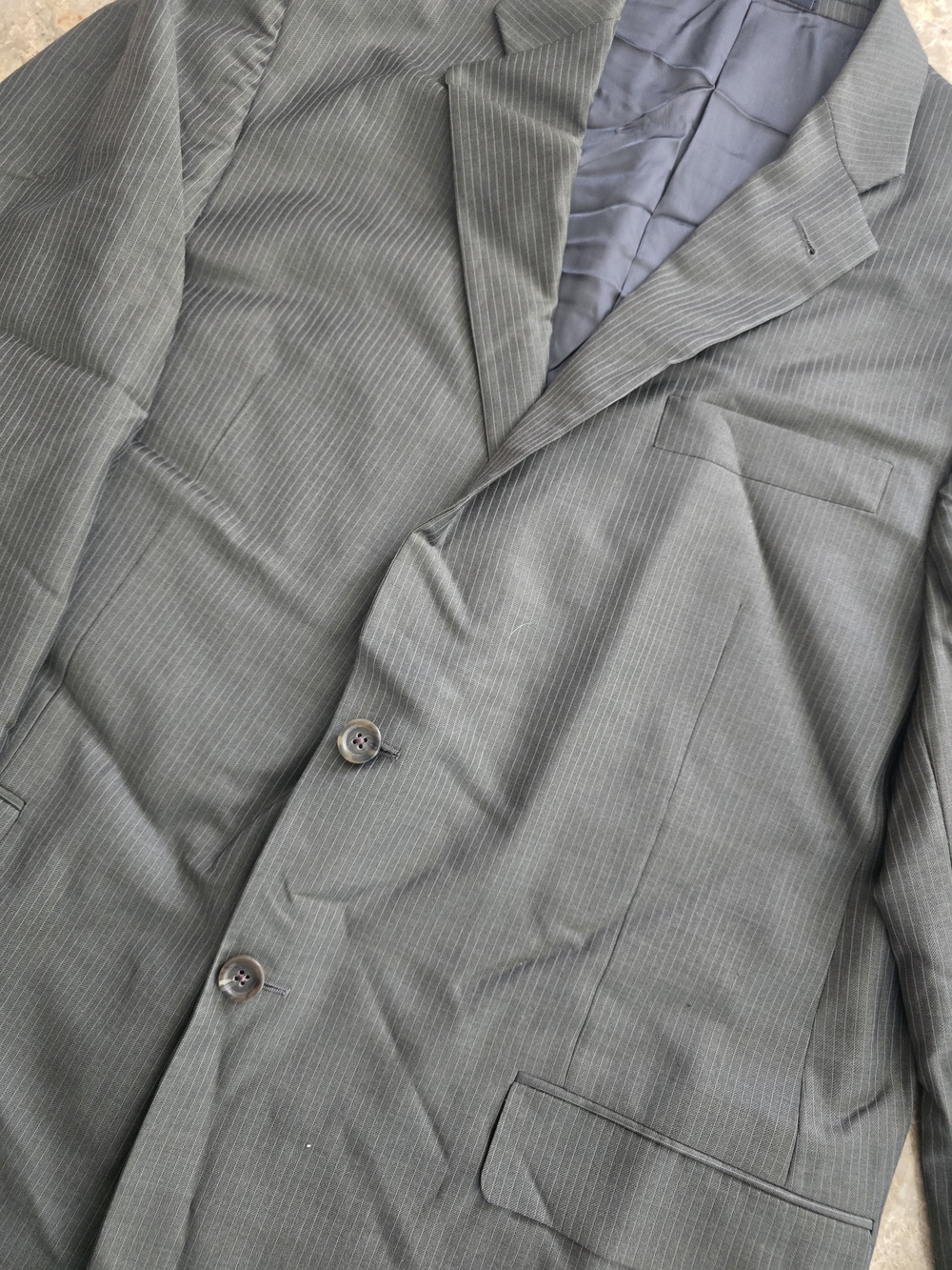 Mens Burberry Charcoal Pinstripe Two-Button Suit Jacket - Picture 2 of 8